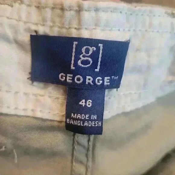 George Men's Tan Stone Wash Cotton/Spandex Cargo At the Knee Shorts NEW - Picture 9 of 10